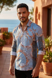 Benziny Men's Greek Pattern Polka Dotted Long Sleeve Shirts LS5127 Grey