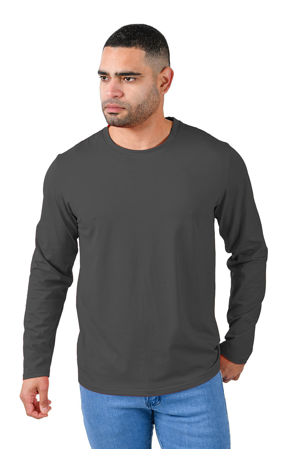 Barabas Wholesale Men's Solid Color Crew Neck Sweatshirts LV127 charcoal