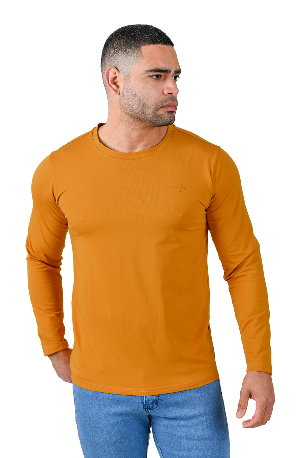 Barabas Wholesale Men's Solid Color Crew Neck Sweatshirts LV127 Mustard