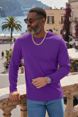 Barabas Wholesale Men's Solid Color Crew Neck Sweatshirts LV127 Purple