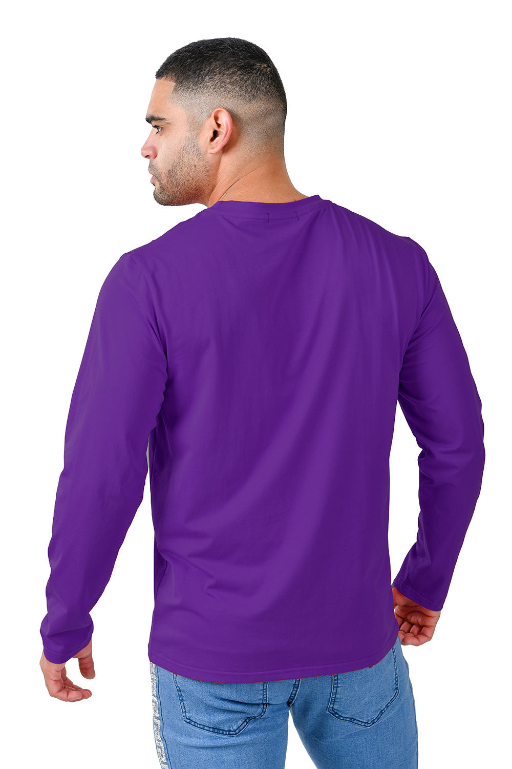 Barabas Men's Solid Color Crew Neck Sweatshirts LV127 Purple