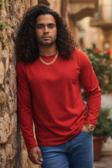 Barabas Wholesale Men's Solid Color Crew Neck Sweatshirts LV127 Red