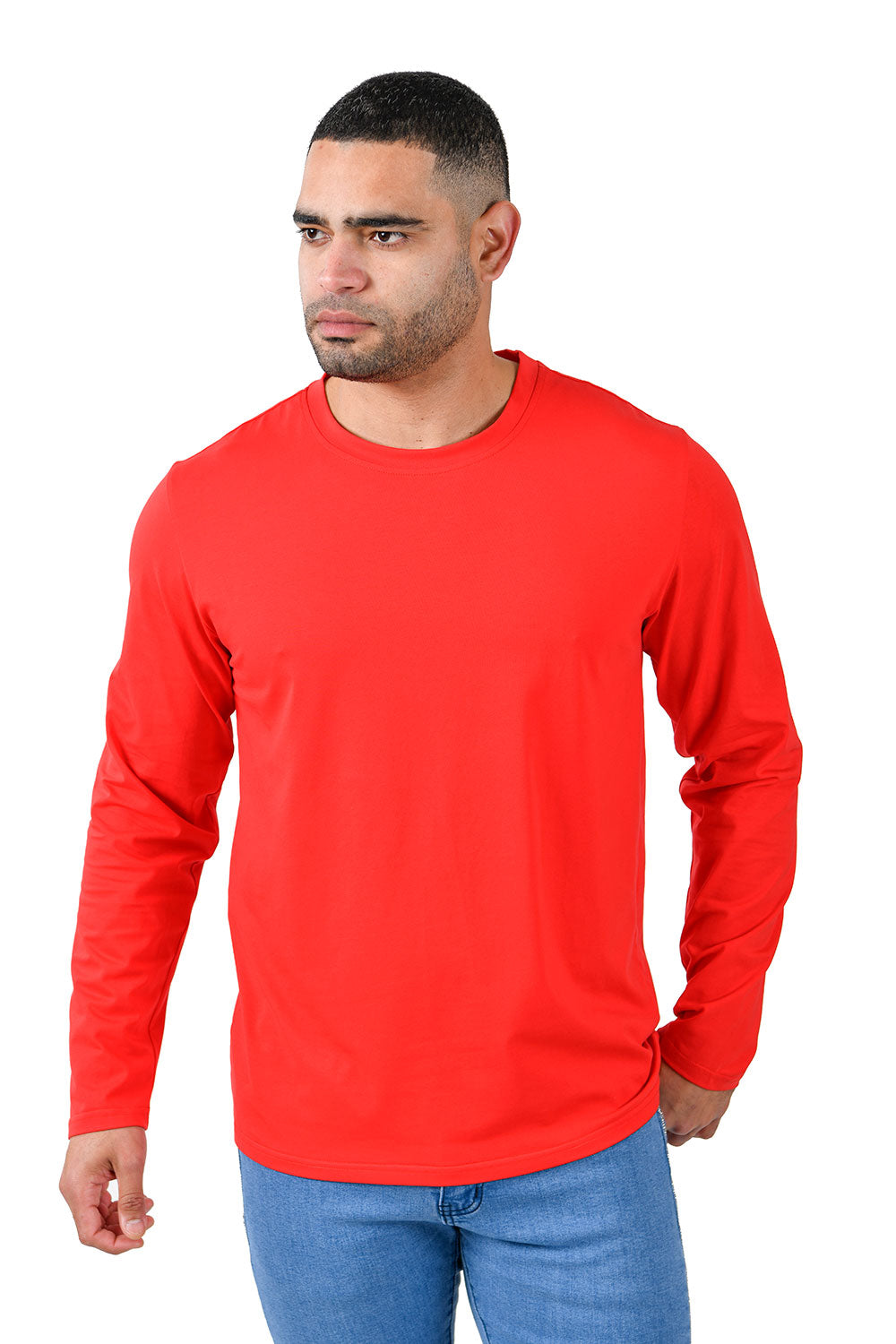 Barabas Wholesale Men's Solid Color Crew Neck Sweatshirts LV127 Red