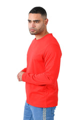 Barabas Men's Solid Color Crew Neck Sweatshirts LV127 Red