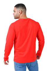 Barabas Men's Solid Color Crew Neck Sweatshirts LV127 Red