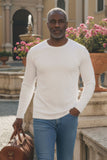 Barabas Wholesale Men's Solid Color Crew Neck Sweatshirts LV127 White