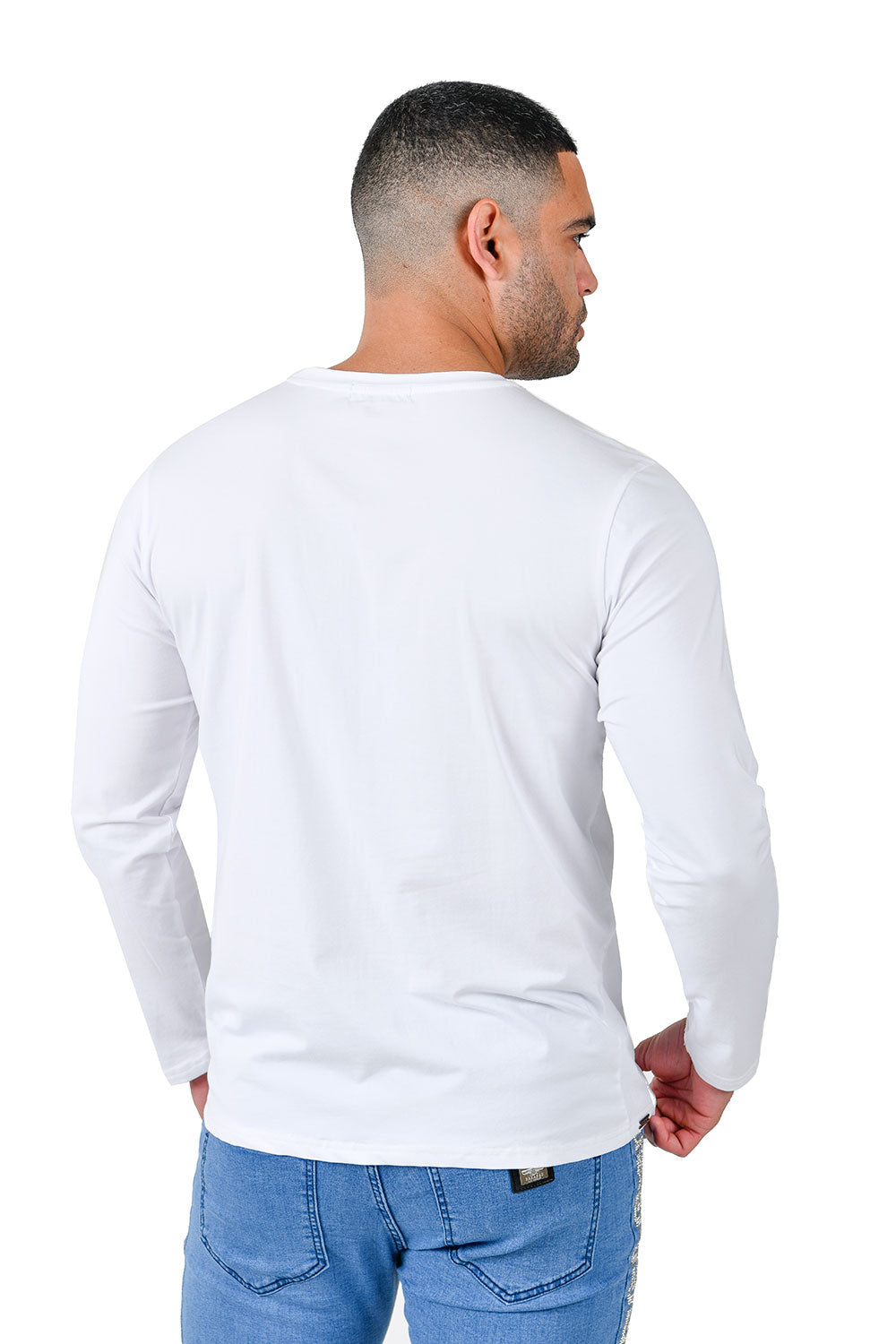 Barabas Wholesale Men's Solid Color Crew Neck Sweatshirts LV127 White