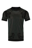 Barabas Men's Rhinestone Floral Oriental Print Pattern T-Shirt PS123 Black Black