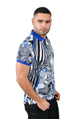Barabas men's printed zebra floral striped polo shirts PSP2013