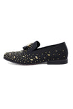 Barabas Wholesale Men's Rhinestone Dimond Tassel Loafer Dress Shoes SH3080SH3080 Black Gold
