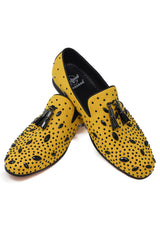 Barabas Wholesale Men's Rhinestone Dimond Tassel Loafer Dress Shoes SH3080 Mustard Black