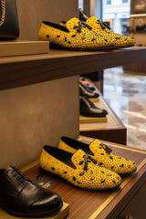 Barabas Wholesale Men's Rhinestone Dimond Tassel Loafer Dress Shoes SH3080 Mustard Black