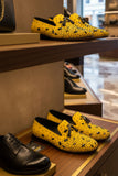 Barabas Wholesale Men's Rhinestone Dimond Tassel Loafer Dress Shoes SH3080 Mustard Black