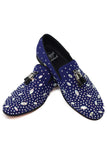 Barabas Wholesale Men's Rhinestone Dimond Tassel Loafer Dress Shoes SH3080 Royal and Blue