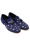 Barabas Wholesale Men's Rhinestone Dimond Tassel Loafer Dress Shoes SH3080 Royal and Blue