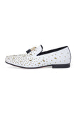 Barabas Wholesale Men's Rhinestone Dimond Tassel Loafer Dress Shoes SH3080SH3080 White Gold