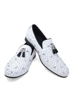 Barabas Wholesale Men's Rhinestone Dimond Tassel Loafer Dress Shoes SH3080 White Silver