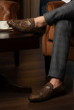 Barabas Wholesale Men's Greek Pattern Floral  Baroque Prom Dress Shoes SH3100 Brown
