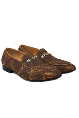 Barabas Wholesale Men's Greek Pattern Floral Baroque Prom Dress Shoes SH3100 Coffee
