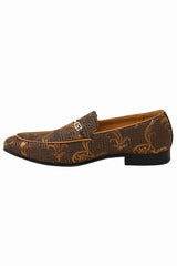 Barabas Wholesale Men's Greek Pattern Floral Baroque Prom Dress Shoes SH3100 Coffee