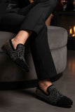 Barabas Wholesale Men's Gold Silver Design Rhinestone Dress Shoes SH4000 Black