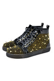 Barabas Wholesale men's rhinestone spike black high-top sneakers SH715 Gold