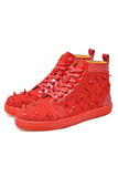 Barabas Wholesale men's rhinestone spike black high-top sneakers SH715 Red