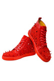 Barabas Wholesale men's rhinestone spike black high-top sneakers SH715 Red