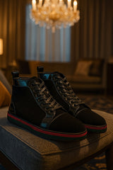 Barabas Wholesale Men's Red Green Rhinestone Black Velvet Sneakers SH720