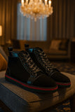 Barabas Wholesale Men's Red Green Rhinestone Black Velvet Sneakers SH720