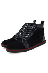 Barabas Wholesale Men's Red Green Rhinestone Black Velvet Sneakers SH720