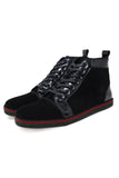 Barabas Wholesale Men's Red Green Rhinestone Black Velvet Sneakers SH720