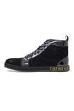 Barabas Wholesale Men's Rhinestone Grandeur Greek Design High Top Sneakers SH722 Black Gold