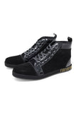 Barabas Wholesale Men's Rhinestone Grandeur Greek Design High Top Sneakers SH722 Black Gold