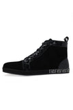 Barabas Wholesale Men's Rhinestone Grandeur Greek Design High Top Sneakers SH722 Black Silver
