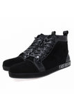 Barabas Wholesale Men's Rhinestone Grandeur Greek Design High Top Sneakers SH722 Black Silver