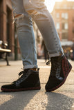 Barabas Wholesale Men's Rhinestone Greek Pattern Design High Top Sneakers SH729  Black Red