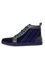 Barabas Wholesale Men's Rhinestone Greek Pattern Design High Top Sneakers SH729 Royal