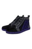 Barabas Wholesale Men's Rhinestone Greek Pattern Design High Top Sneakers SH729 Royal