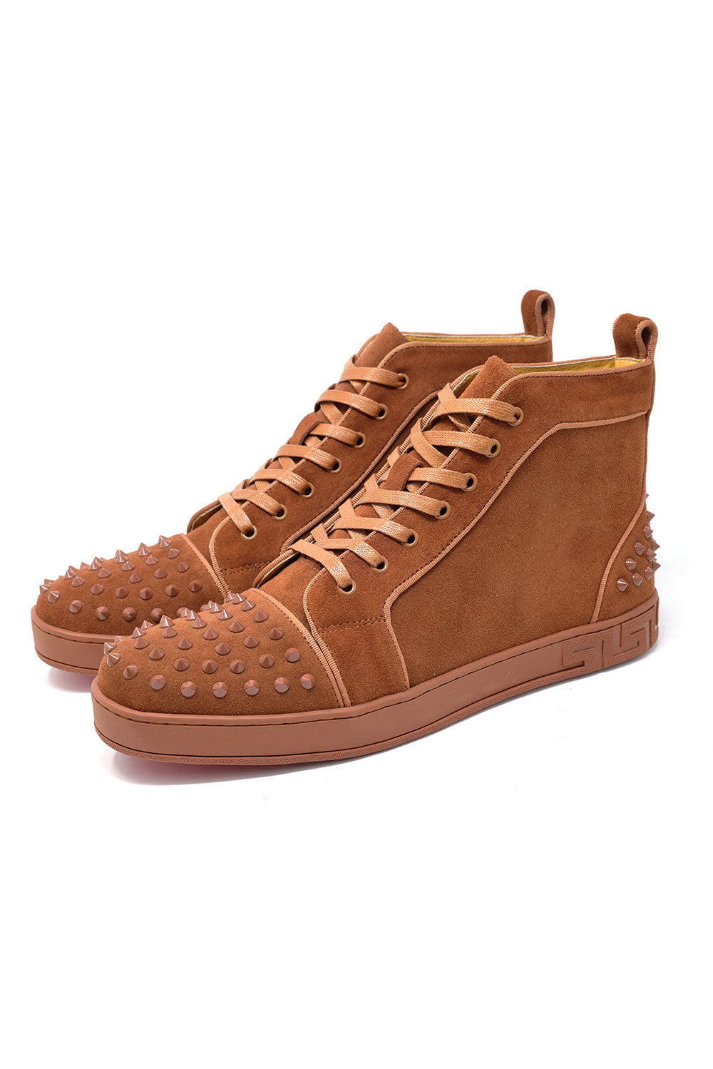 Barabas Wholesale Men's Spike Design Luxury Suede High-Top Sneaker SH732 Cinnamon