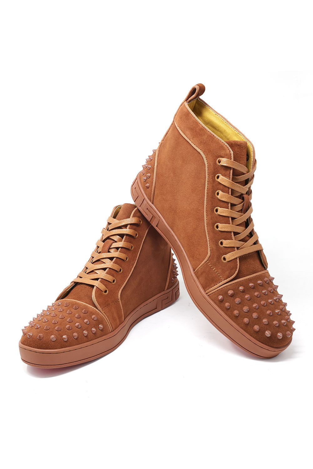 Barabas Wholesale Men's Spike Design Luxury Suede High-Top Sneaker SH732 Cinnamon
