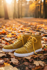 Barabas Wholesale Men's Spike Design Luxury Suede High-Top Sneaker SH732 Mustard