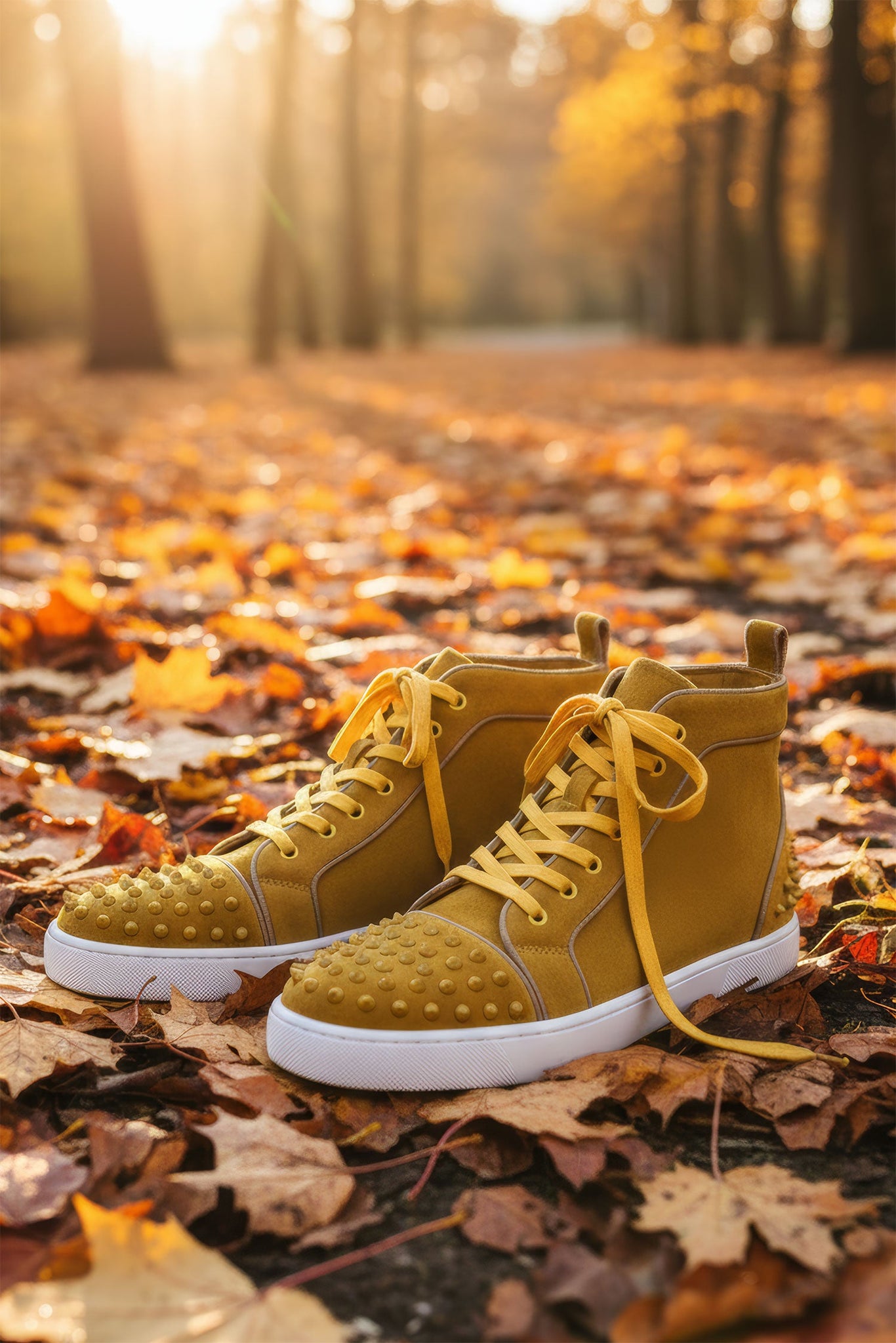 Barabas Wholesale Men's Spike Design Luxury Suede High-Top Sneaker SH732 Mustard