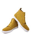 Barabas Wholesale Men's Spike Design Luxury Suede High-Top Sneaker SH732 Mustard