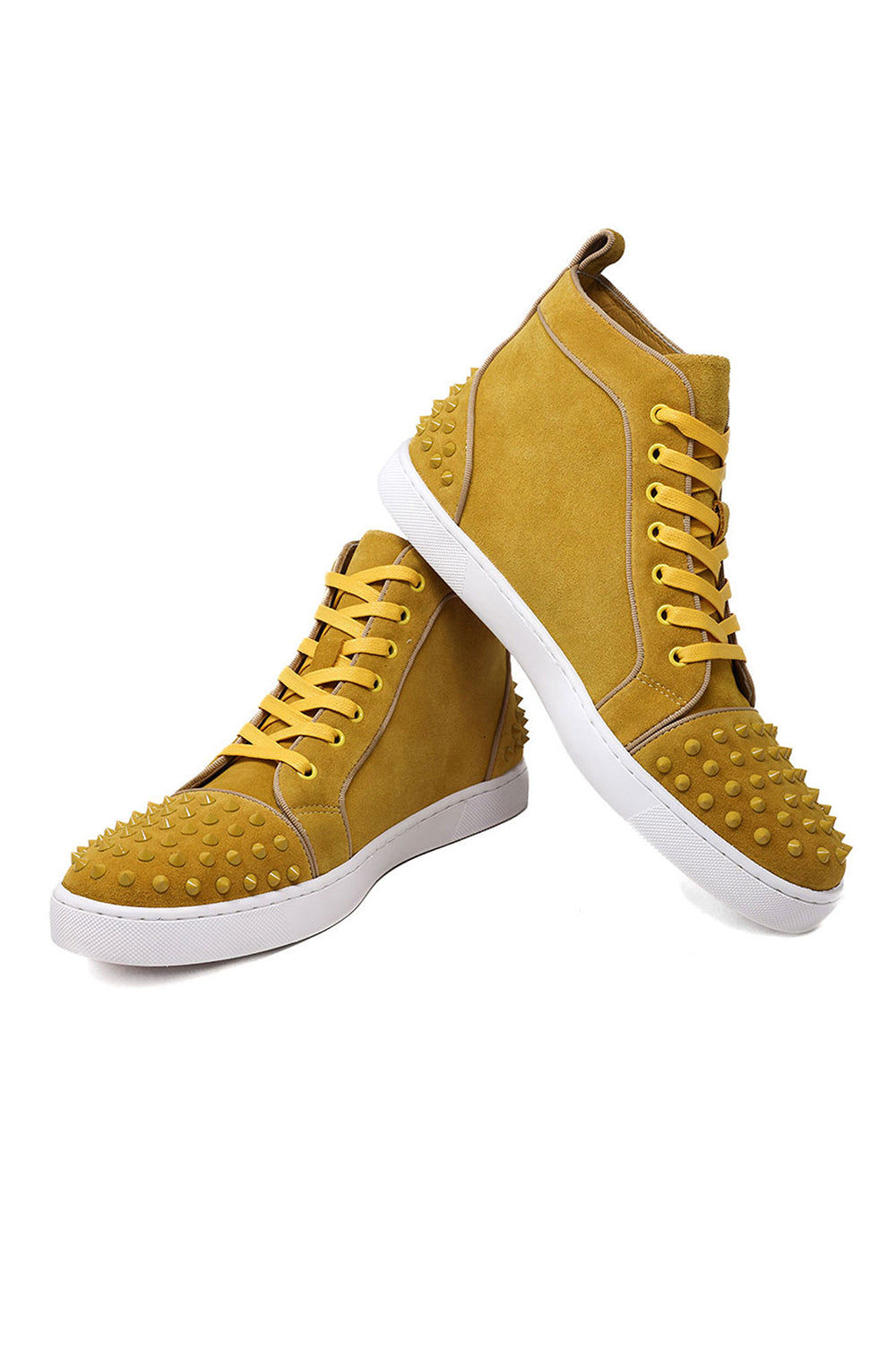Barabas Wholesale Men's Spike Design Luxury Suede High-Top Sneaker SH732 Mustard