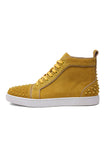 Barabas Wholesale Men's Spike Design Luxury Suede High-Top Sneaker SH732 Mustard