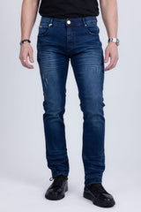 BARABAS Men's Distressed Ripped Slim Fit  Denim Jeans SN8850 Dark Blue