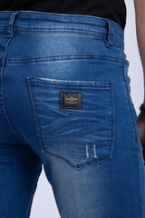 BARABAS Men's Distressed Ripped Slim Fit  Denim Jeans SN8850 Light Blue