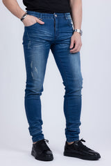BARABAS Men's Distressed Ripped Slim Fit  Denim Jeans SN8850 Light Blue