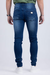 BARABAS Men's Distressed Ripped Slim Fit  Denim Jeans SN8850 Mid Blue